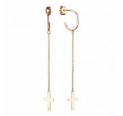 24443-100 Серьги пуссеты крест с бриллиантами бренд Алькор (Au 585)