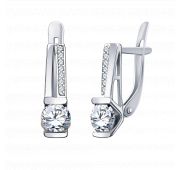 б20556 Серьги из белого золота с фианитами (Au 585)