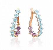 02-4578-00-225-1110-57 Серьги с топазами и аметистами бренд Platina (Au 585)