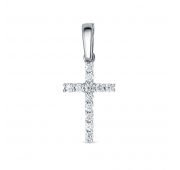 669-3200-1,19 Подвеска крест из белого золота с бриллиантами бренд Лето (Au 585)