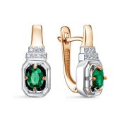 С1912-123-3,39 Серьги золотые с изумрудами (Au 585)