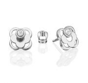 02-5029-00-101-1120 Серьги пуссеты из белого золота с бриллиантами бренд Platina (Au 585)