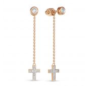 4903-151-00-00 Серьги пуссеты крест с бриллиантами бренд Vesna (Au 585)