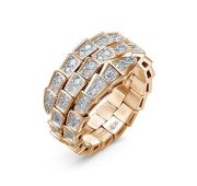 д1101801р/17,5-9,24 Кольцо змея с бриллиантами бренд Delta (Au 585)