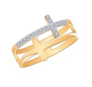10828 Кольцо крест с фианитами (Au 585)