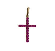 Подвеска крест с рубинами