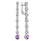 02-3498/00АМ-00 Серьги с аметистом бренд Алькор (Серебро 925)