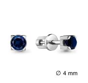 серьги пуссеты с сапфирами из белого золота
