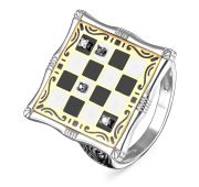 11-216-2001-8,4 Кольцо шахматы с бриллиантами бренд Kabarovsky (Серебро 925)