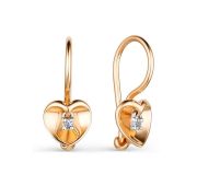 24004-100-1,1 Серьги детские сердце с бриллиантами бренд Алькор (Au 585)