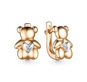 25400-100-2,41 Серьги детские медведь с бриллиантами бренд Алькор (Au 585)