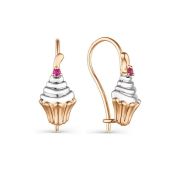 23654-103-1,36 Серьги детские с рубином бренд Алькор (Au 585)