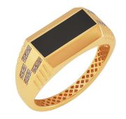 901-00459-10-00-12-00 Кольцо мужское с агатом и фианитами (Au 585)