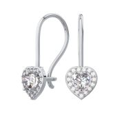 0201716-00775 Серьги детские сердце с фианитами бренд Pokrovsky (Серебро 925)
