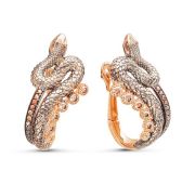 02-2351-6,02 Серьги змея с бриллиантами бренд Бриллианты Костромы (Au 585)