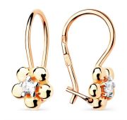 120021D152л Серьги детские цветок (Au 585)