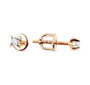 1200215291-5 серьга пуссет моносерьга с фианитом (Au 585)