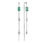 02-3858/00АГ-00 Серьги продевки с агатом бренд Алькор (Серебро 925)