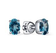 02-2756/00ТЛ-00 Серьги пуссеты с лондон топазом бренд Алькор (Серебро 925)