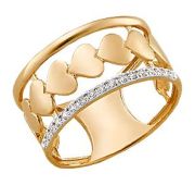 К22265 Кольцо сердце с фианитами (Au 585)