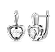 645732 Серьги сердце с цирконом (Серебро 925)