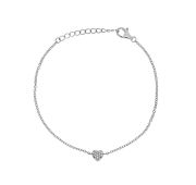 619883 Браслет сердце с цирконом (Серебро 925)