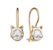 1202872 Серьги детские кошка бренд Delta (Au 585)