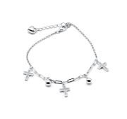 041137677а Браслет крест с цирконием (Серебро 925)