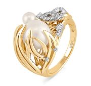 21-2031-1500-8,31 Кольцо с жемчугом и бриллиантами бренд Kabarovsky (Au 585)