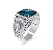 11-11628-2300-8,85 Кольцо с лондон топазом и бриллиантами бренд Kabarovsky (Au 585)