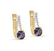 12-21798-21300-3,68 Серьги с иолитом и бриллиантами бренд Kabarovsky (Au 585)