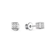 02-2001/00КЦ-00 Серьги пуссеты с фианитами бренд Алькор (Серебро 925)