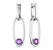 02-3639/00АМ-00 Серьги с аметистами бренд Алькор (Серебро 925)