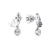 02-3722/000Б-00 Серьги пуссеты бабочка бренд Алькор (Серебро 925)