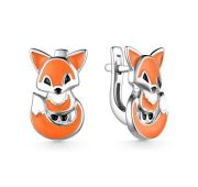 02-3360/ЭМ53-00 Серьги детские лисички бренд Алькор (Серебро 925)