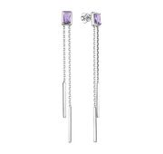 02-3375/00АМ-00 Серьги пуссеты с аметистом бренд Алькор (Серебро 925)