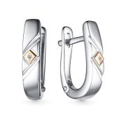 02-3889/000Б-3,08 Серьги с бриллиантами бренд Алькор (Серебро 925)