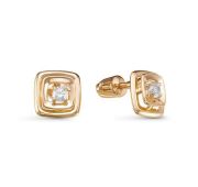 054259 Серьги пуссеты с фианитами бренд Delta (Au 585)