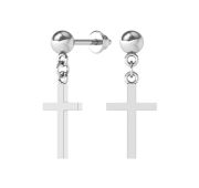6001591-00245 Серьги пуссеты крест бренд Pokrovsky (Серебро 925)
