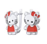 0201669-80875 Серьги детские кошка с эмалью бренд Pokrovsky (Серебро 925)