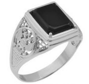 801-01466-01-00-12-00 Кольцо мужское с агатом (Серебро 925)