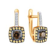 Т14302Г087 Серьги с дымчатым кварцем бренд Karatov (Au 585)