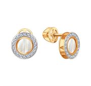 Т14302В627 Серьги пуссеты с перламутром бренд Karatov (Au 585)