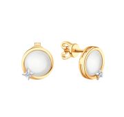 Т14302В591 Серьги пуссеты с перламутром бренд Karatov (Au 585)