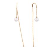 Т10802Б437 Серьги продевки с жемчугом бренд Karatov (Au 585)