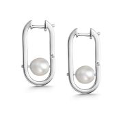 02-4117/00ЖБ-00 Серьги конго с жемчугом бренд Алькор (Серебро 925)