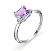 01-3466/БРАМ-00-1,56 Кольцо с аметистом и бриллиантами бренд Алькор (Серебро 925)