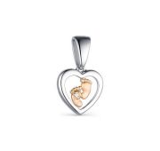 03-1743/000Б-00-0,93 Подвеска сердце пяточки с бриллиантом бренд Алькор (Серебро 925)