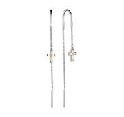 02-2868/000Б-00-1,04 Серьги продевки кресты с бриллиантами бренд Алькор (Серебро 925)