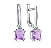 02-3466/БРАМ-00-2,65 Серьги с аметистом и бриллиантами бренд Алькор (Серебро 925)